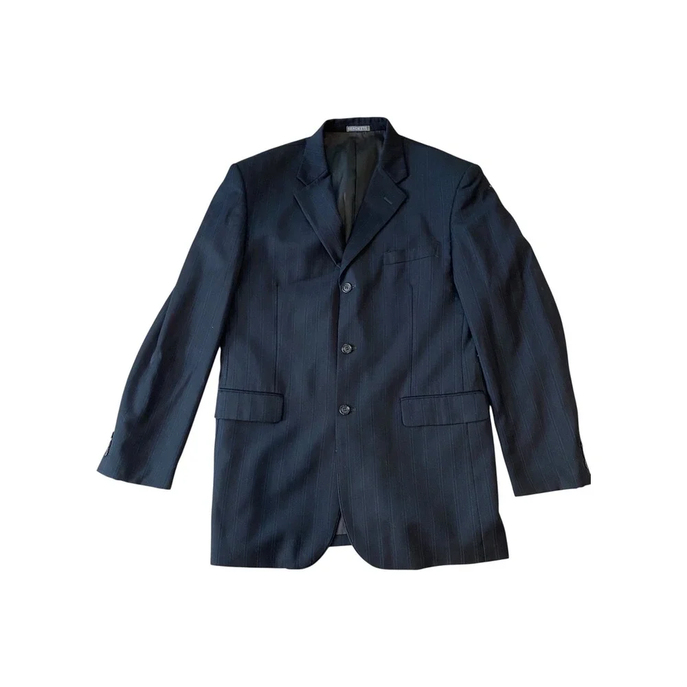 Bendetti 40L Mens Pinstripe Wool‎ Blend Three Button Blazer Jacket
